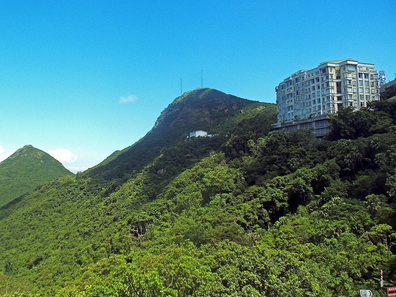香港3泊4日モデルプラン|100万ドルの夜景・天壇大仏・飲茶を満喫する濃密な旅 3 緑に覆われた太平山(ビクトリア・ピーク)の山頂と、稜線に建つ集合住宅