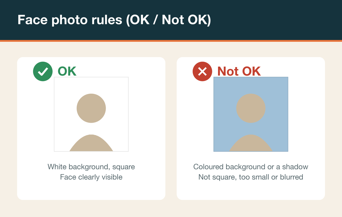 How to Get an Indian Visa: A Complete e-Visa Application Guide With Screenshots 2 Accepted and rejected face photos for the Indian e-Visa compared: square, plain white background, no shadow